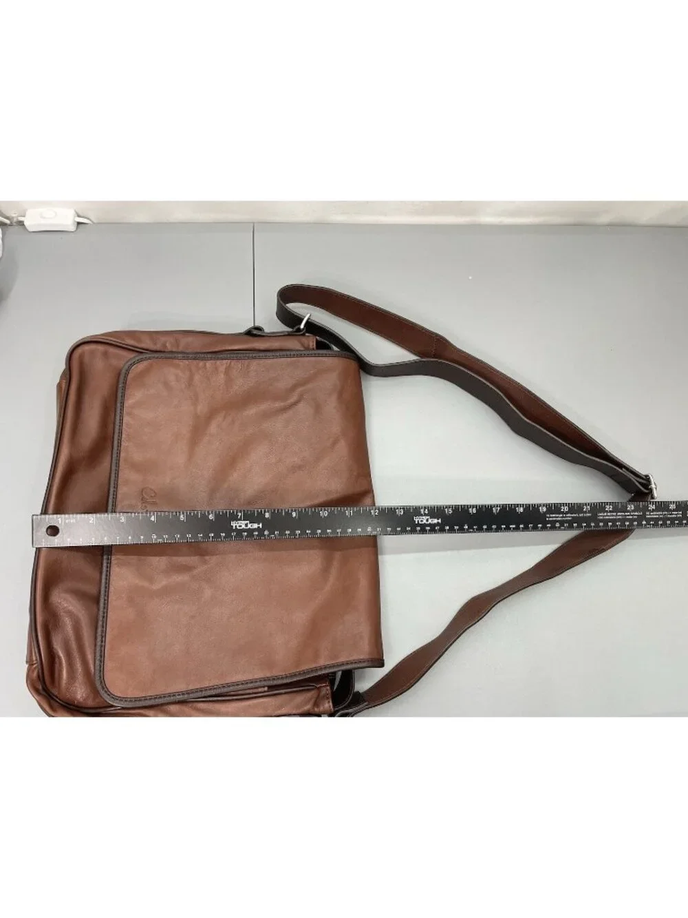 Cole Haan Messenger Shoulder Bag Laptop Computer Brown Soft Supple Leather